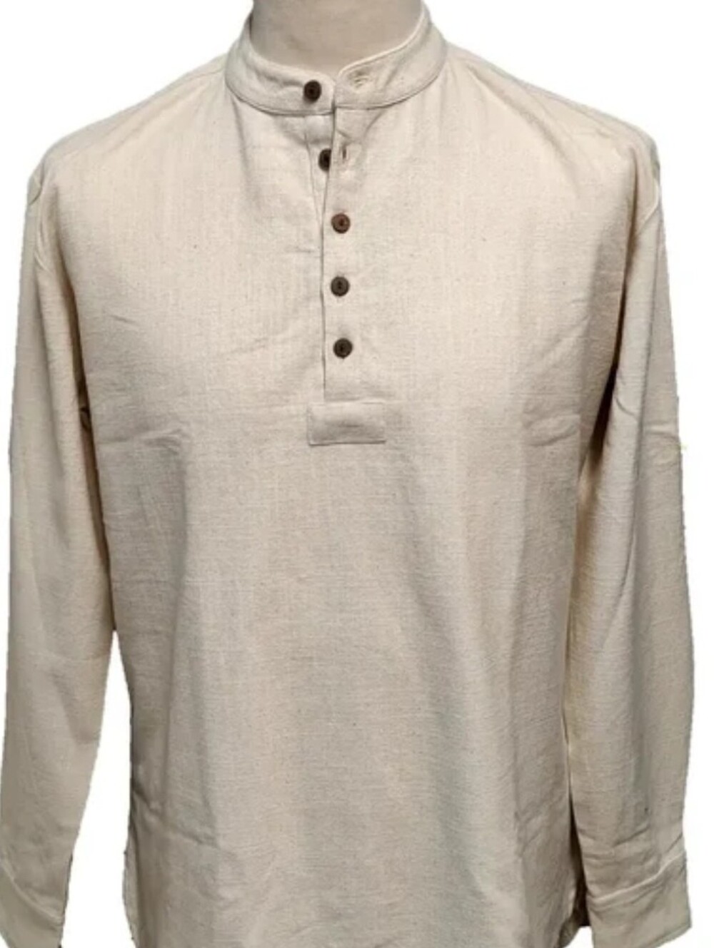 Men's XL - CELTIC FUSION Longsleeve  Henley Tunic Shirt with Band Collar